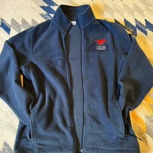 Columbia full zip up fleece, M, Navy, college logo